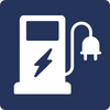 Gas pump with electric cord representing charging station